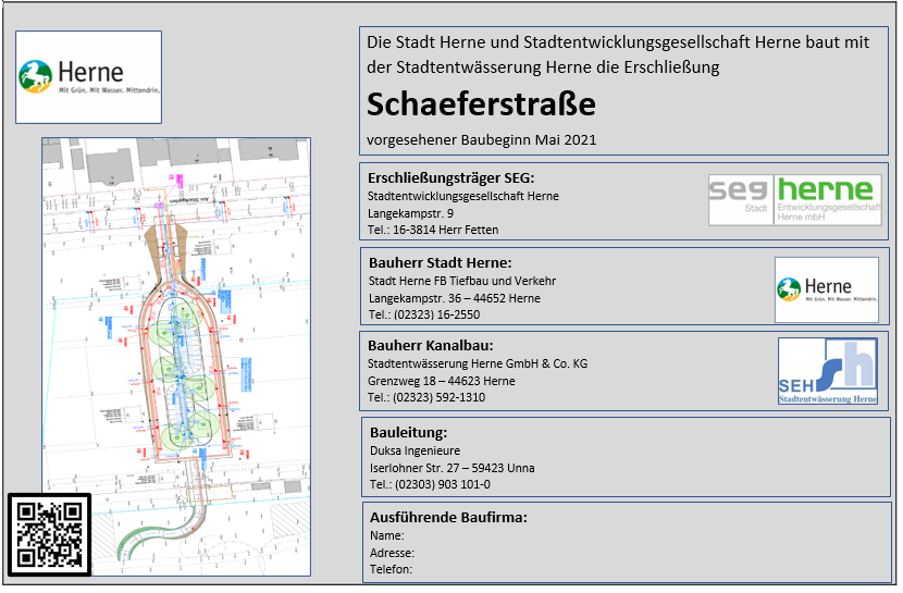 Bauschild - Erschließung Schaeferstraße